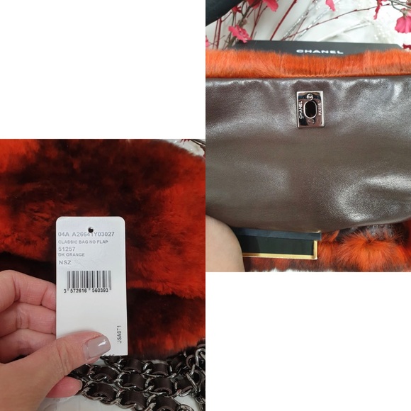 💯 Chanel Classic Bag No Flap Orange Rabbit - Picture 5 of 8